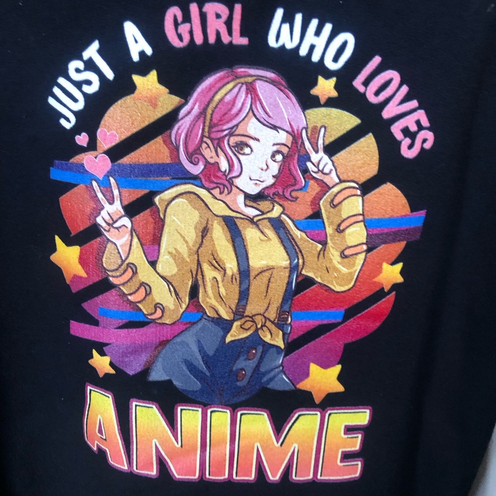 Gildan Black Anime Graphic Sweatshirt. (NEW)